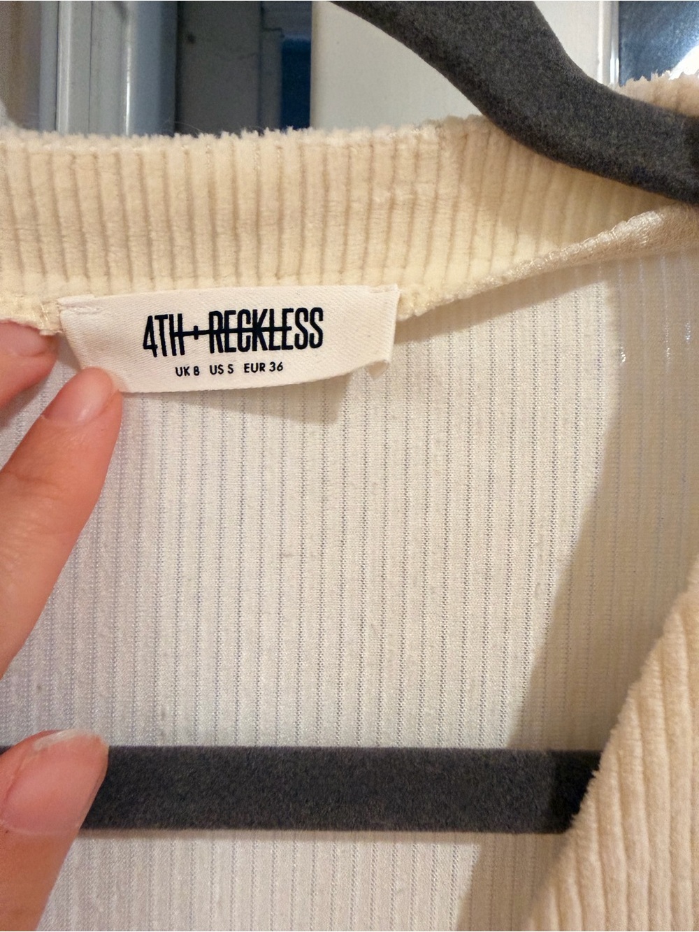 Cream Ribbed Button-Front Cardigan - Picture 2 of 3